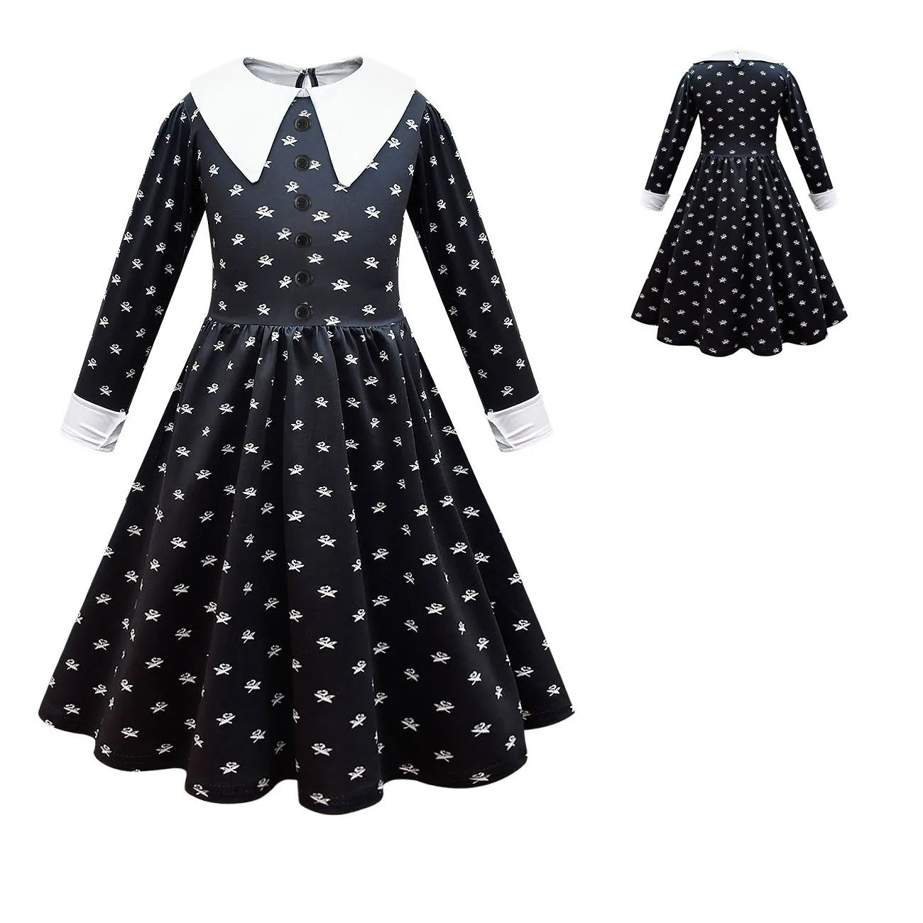 Children Addams Black Dress Kids Family Christmas Clothes, Halloweens