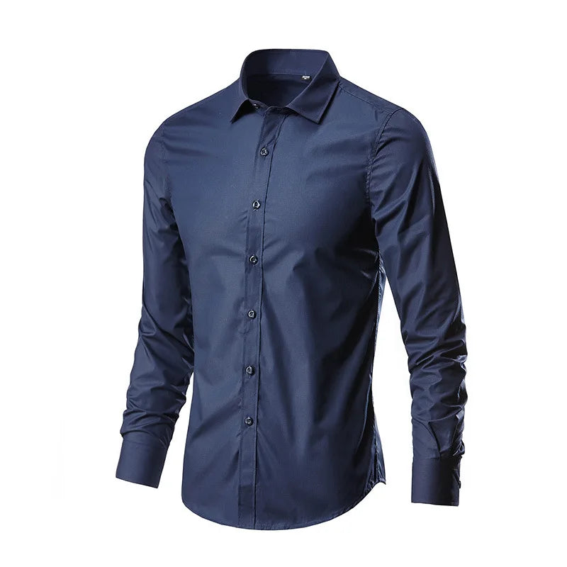 Men's Dress Shirt Elastic Spring Autumn Long Sleeve