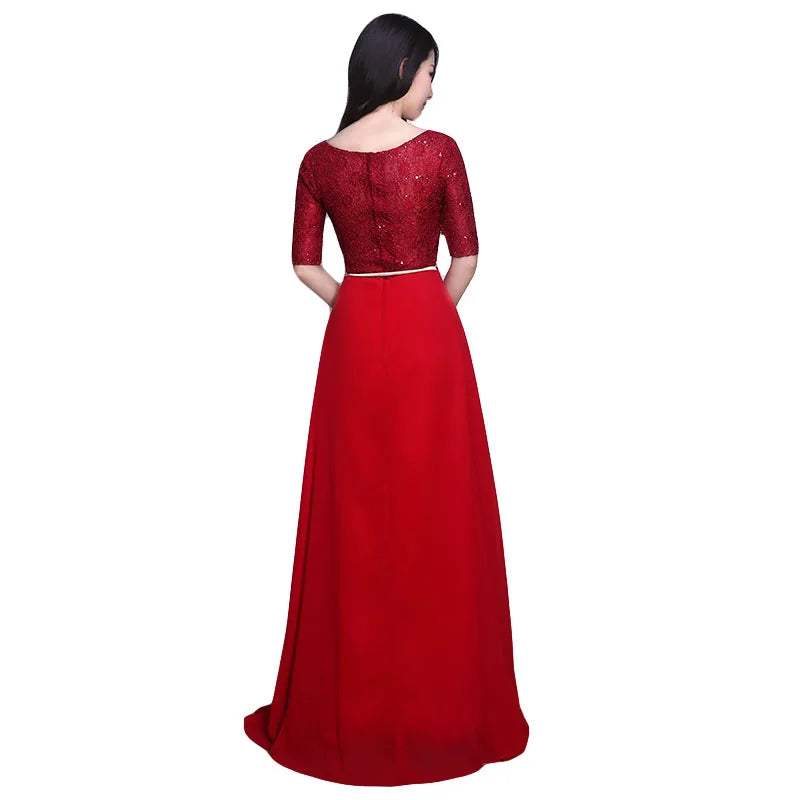 Dongcmy 2025 Fashion Evening Dress Lace Bridal Married Red Long Robe Soiree Formal Vestidos Longo Customized Dresses