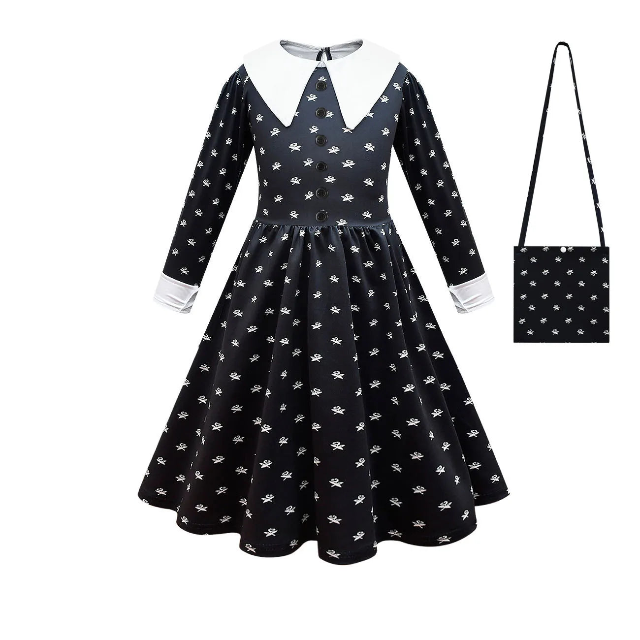 Children Addams Black Dress Kids Family Christmas Clothes, Halloweens