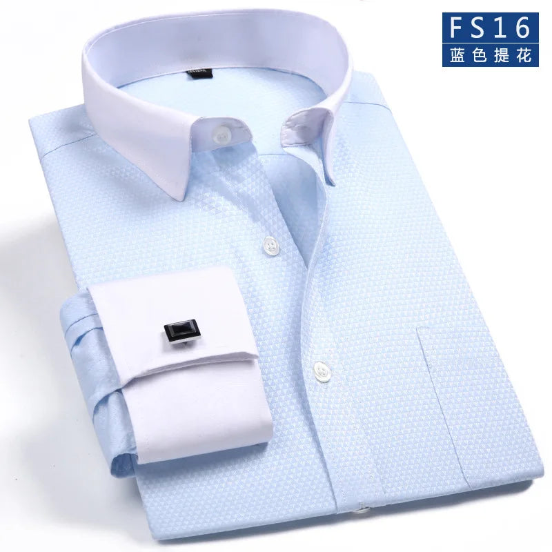 Men's Classic French Cuffs Social Dress Shirt