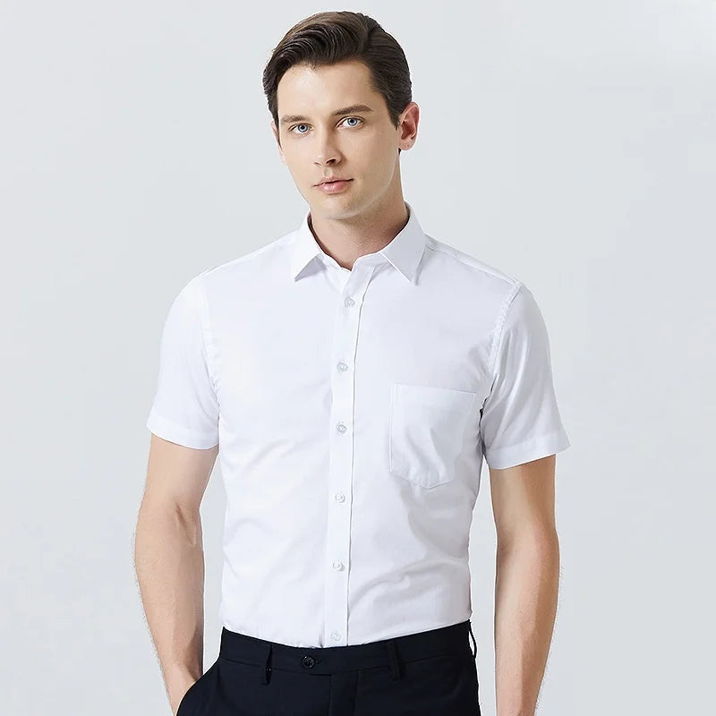 Business Dress Shirt Men Short Sleeve Autumn Spring Fashion