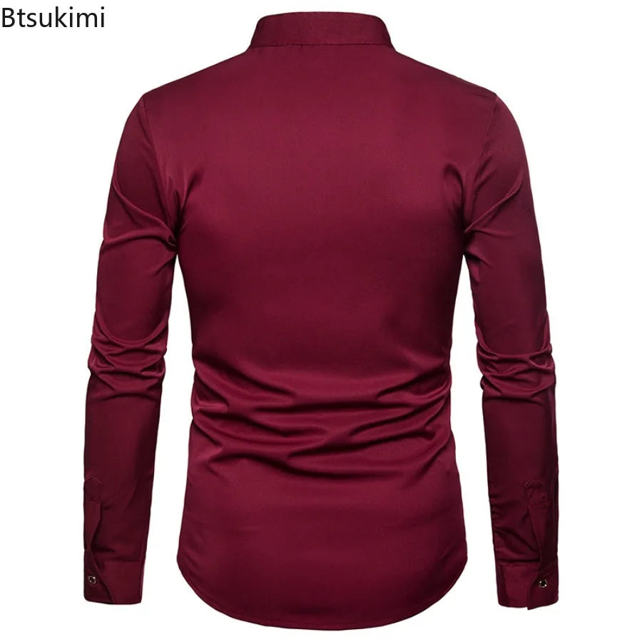 Men's England Style Embroidery Shirts Long Sleeve