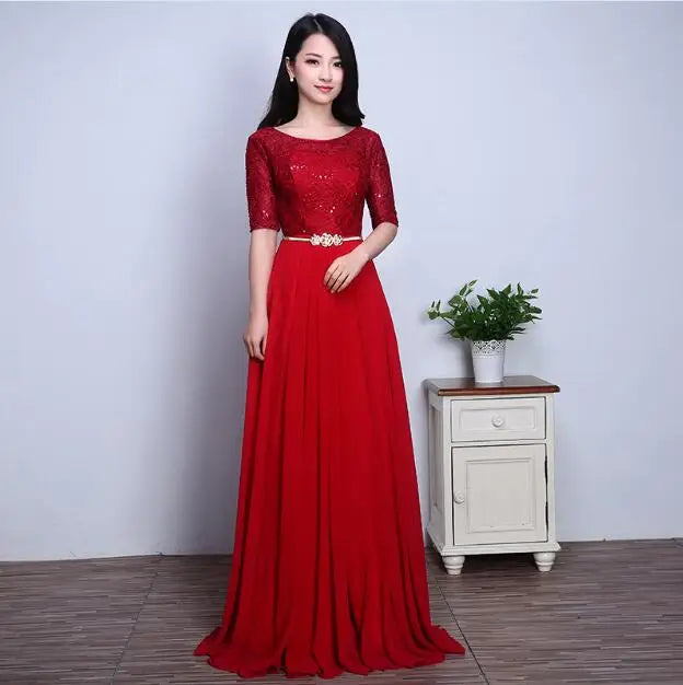 Dongcmy 2025 Fashion Evening Dress Lace Bridal Married Red Long Robe Soiree Formal Vestidos Longo Customized Dresses