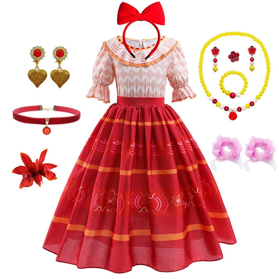 Girls Dolores Costume Kids Encanto Cosplay Princess Dress