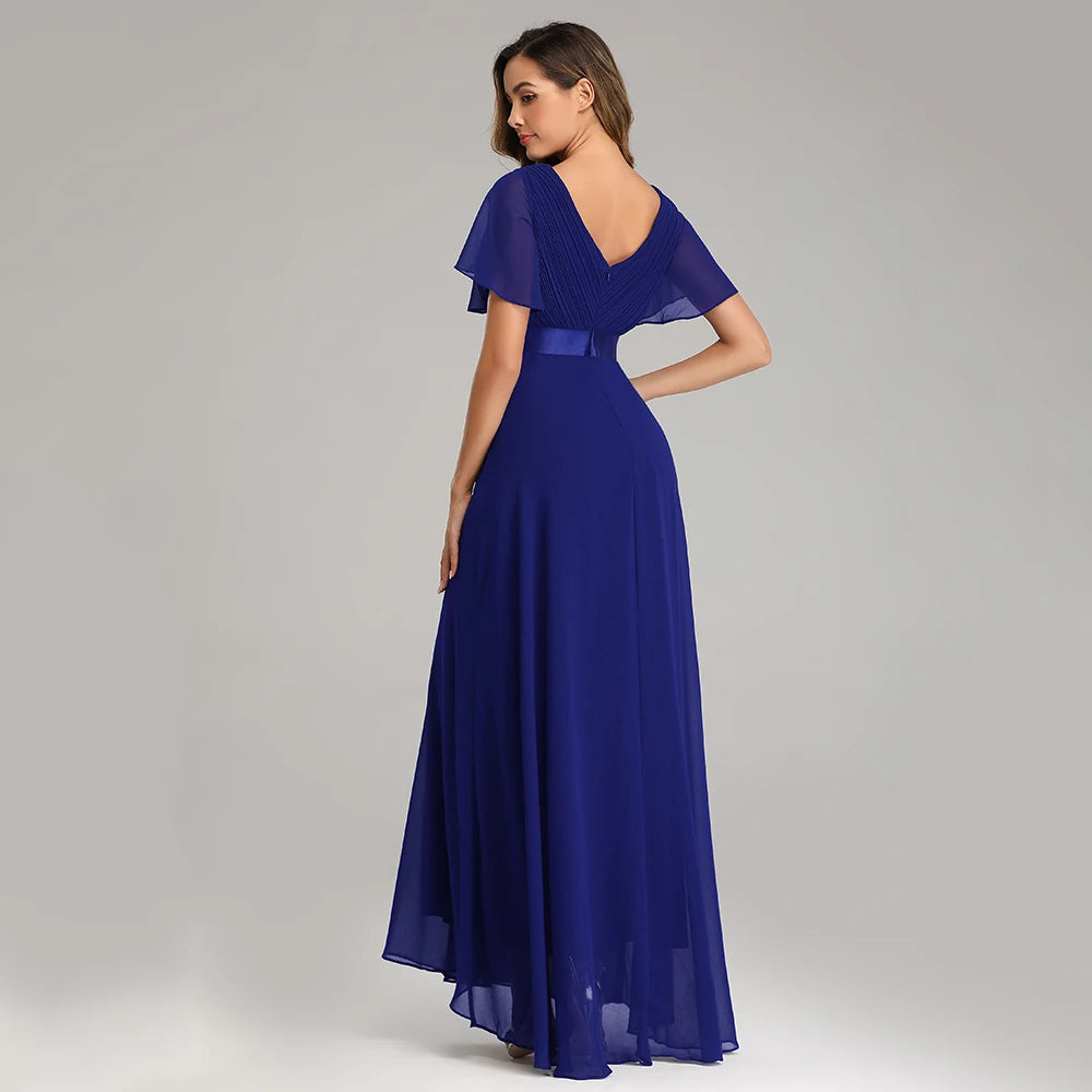 Evening Dresses XUCTHHC Elegant V-Neck Ruffles Chiffon Formal Evening Gown Robe Vestidos De Fiesta Dress for Wedding Party