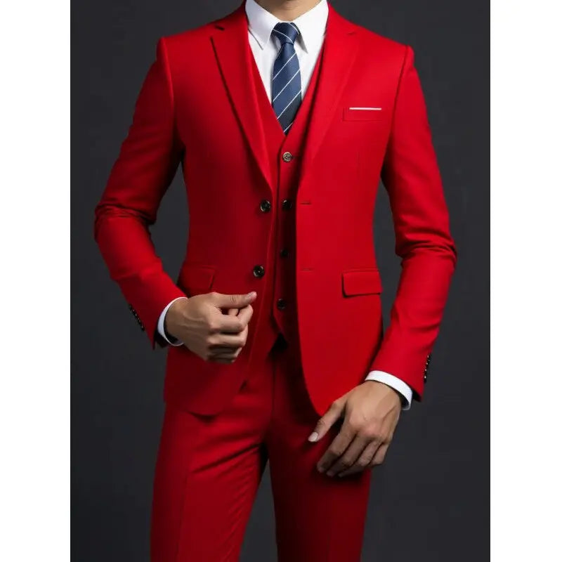 Suit (Blazer+ Vest + Trousers) Men's Fashionable Gentleman