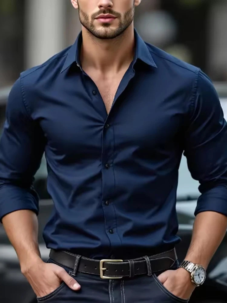 Men's formal shirt, summer long-sleeved, thin