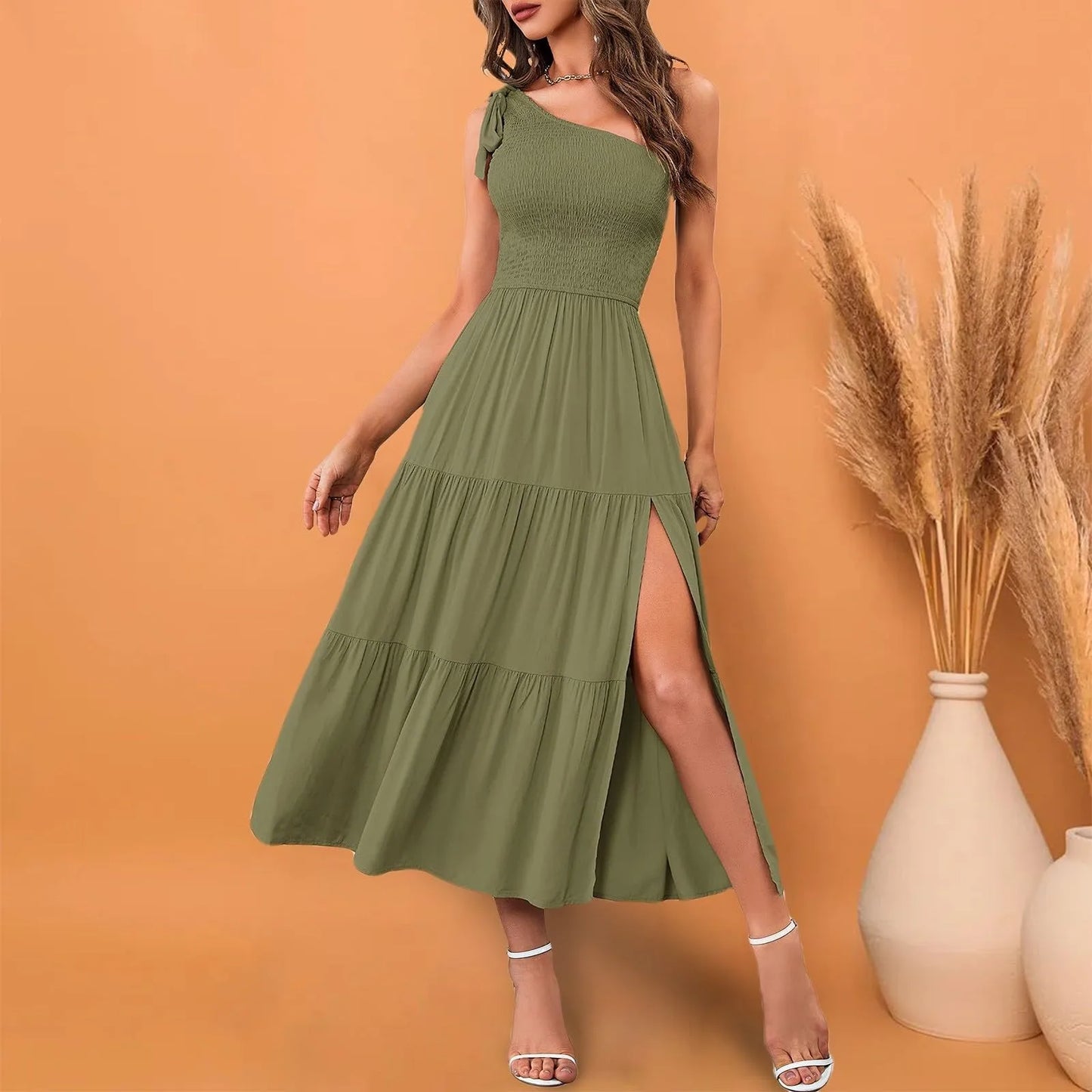 Elegant Dresses For Women Women'S Summer Casual One Shoulder Sleeveless