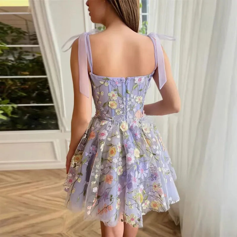 Women's Dress Fashionable 3D Flower Embroidery Wrapped