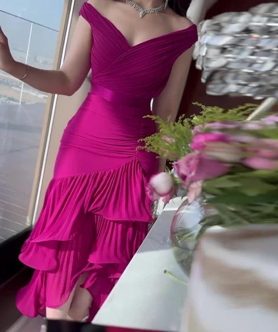 Evening Dresses for Women Off Shoulder Ruffles