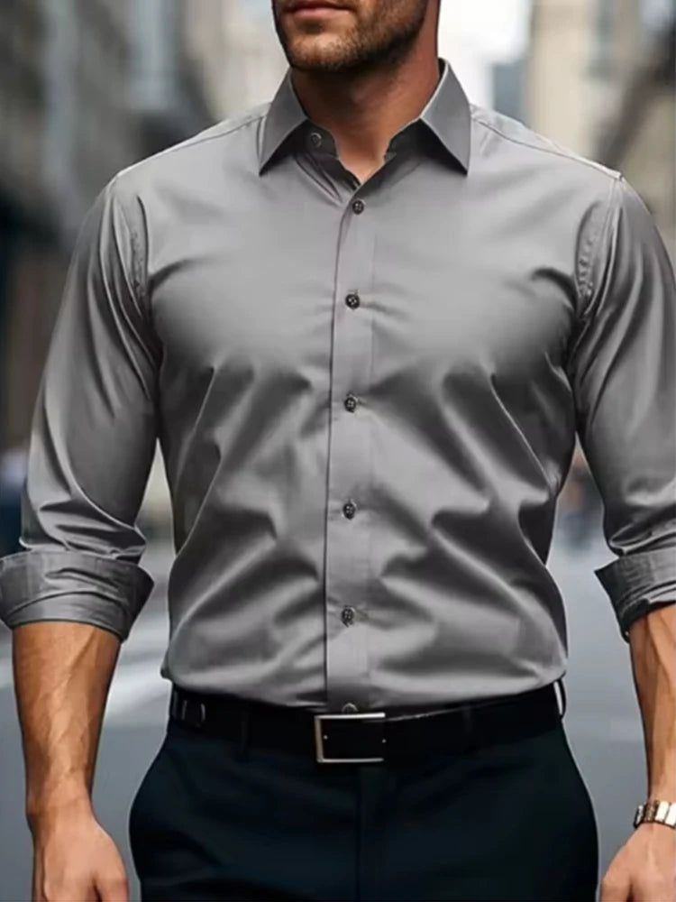 Men's formal shirt, summer long-sleeved, thin