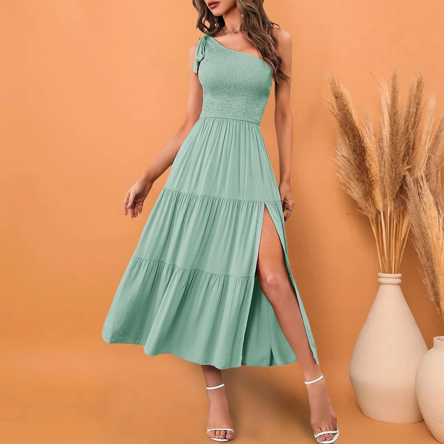 Elegant Dresses For Women Women'S Summer Casual One Shoulder Sleeveless