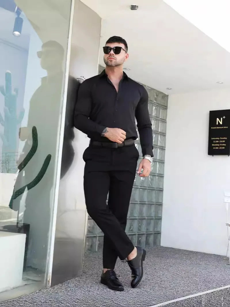Men's formal shirt, summer long-sleeved, thin