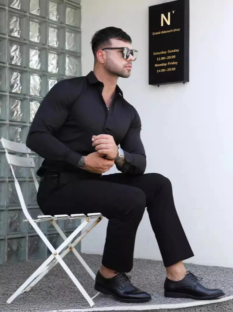 Men's formal shirt, summer long-sleeved, thin
