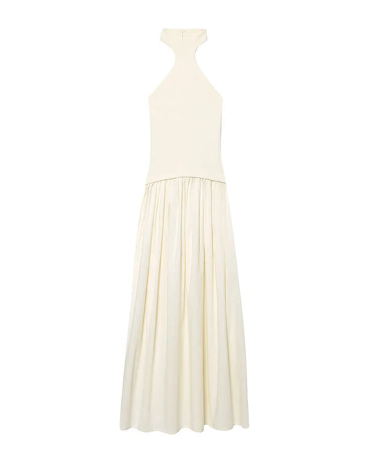 Women's Dress New Summer 2025 White Halterneck Panelled Dress Sexy off-the-shoulder design Elegant temperament Personality