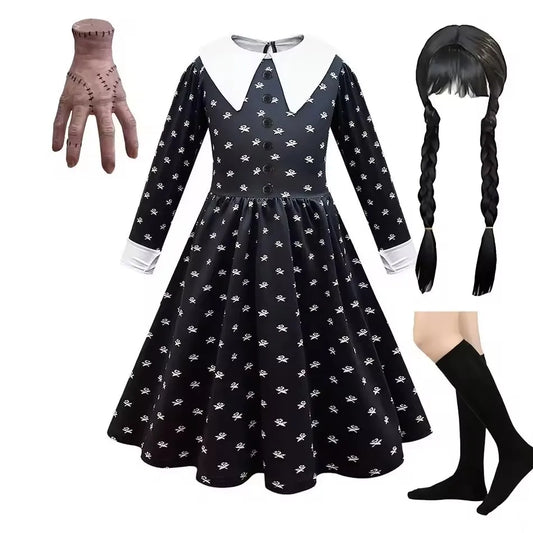 Children Addams Black Dress Kids Family Christmas Clothes, Halloweens