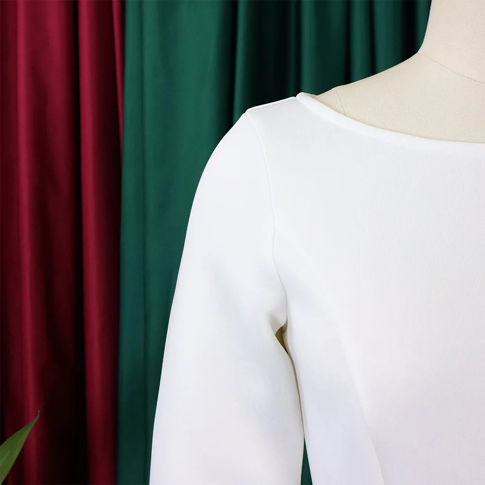 Elegant Party Dress for Woman Modern O Neck Three Quarter Sleeve