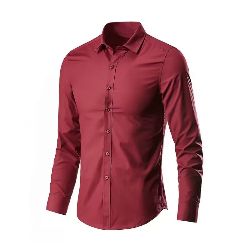 Men's Dress Shirt Elastic Spring Autumn Long Sleeve