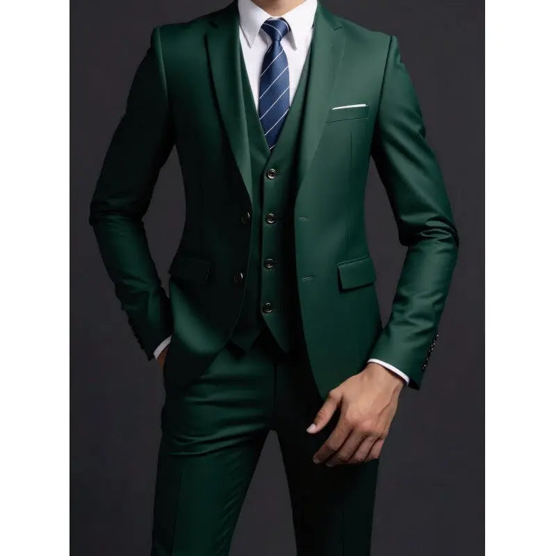 Suit (Blazer+ Vest + Trousers) Men's Fashionable Gentleman