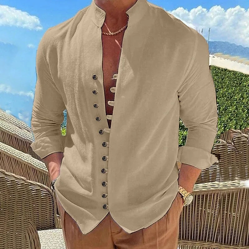 Men Casual Social Shirts Long Sleeve Dress