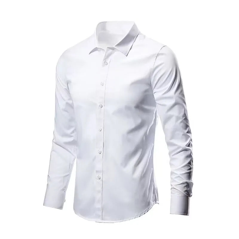 Men's Dress Shirt Elastic Spring Autumn Long Sleeve