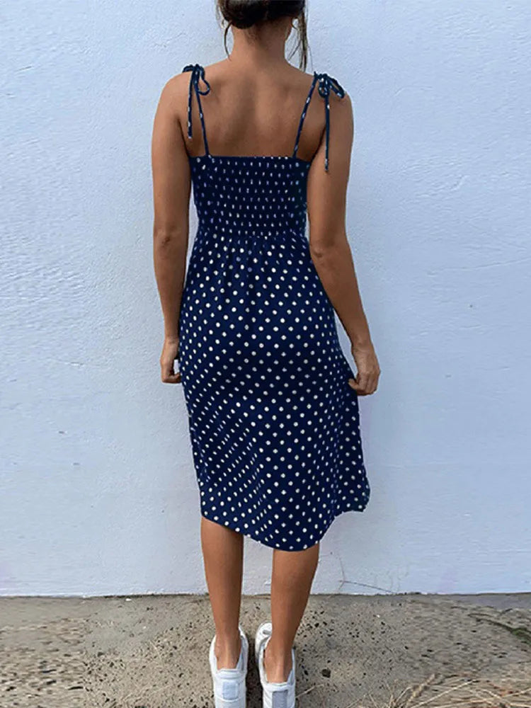 Dresses Sundress Summer Women Causal Polka Dot Sleeveless