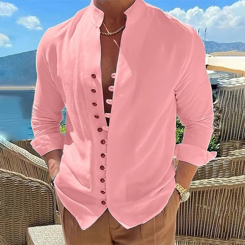 Men Casual Social Shirts Long Sleeve Dress