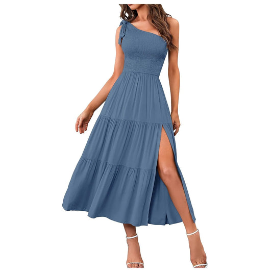 Elegant Dresses For Women Women'S Summer Casual One Shoulder Sleeveless