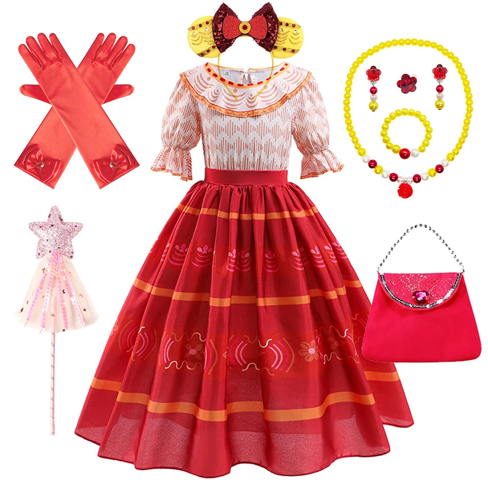Girls Dolores Costume Kids Encanto Cosplay Princess Dress
