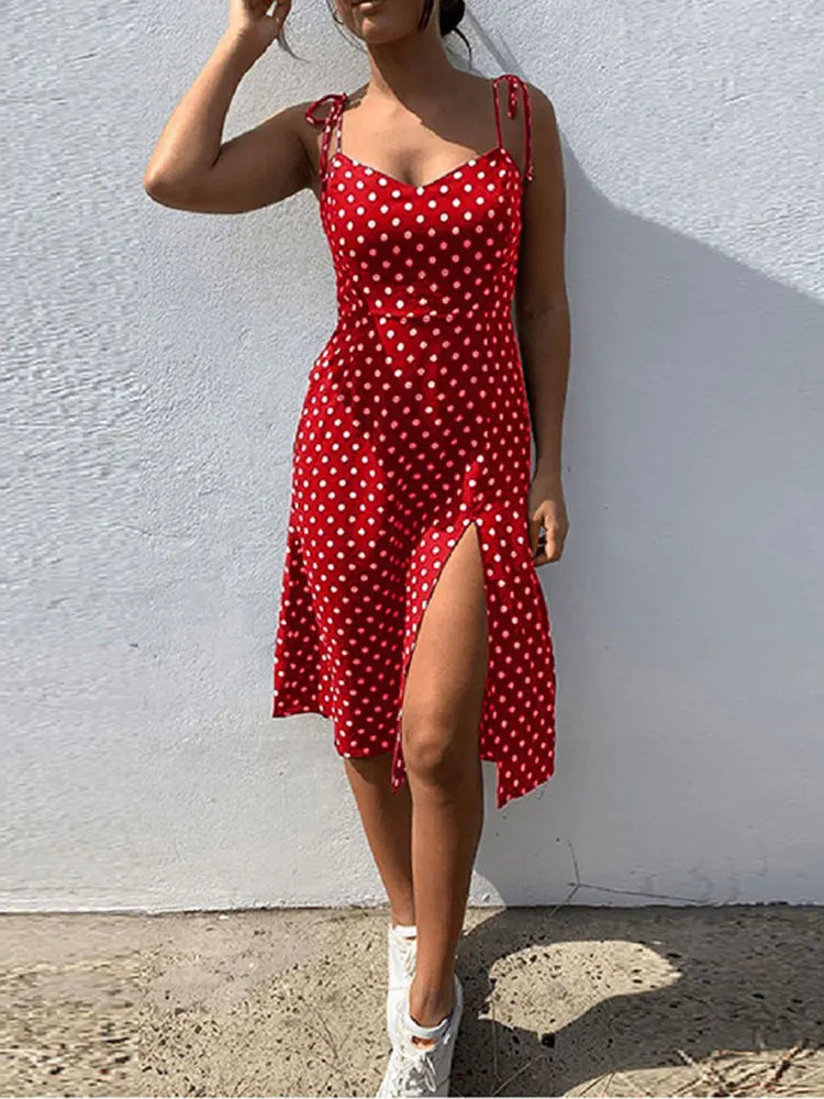 Dresses Sundress Summer Women Causal Polka Dot Sleeveless