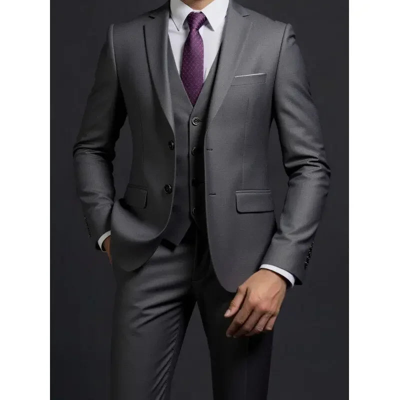 Suit (Blazer+ Vest + Trousers) Men's Fashionable Gentleman