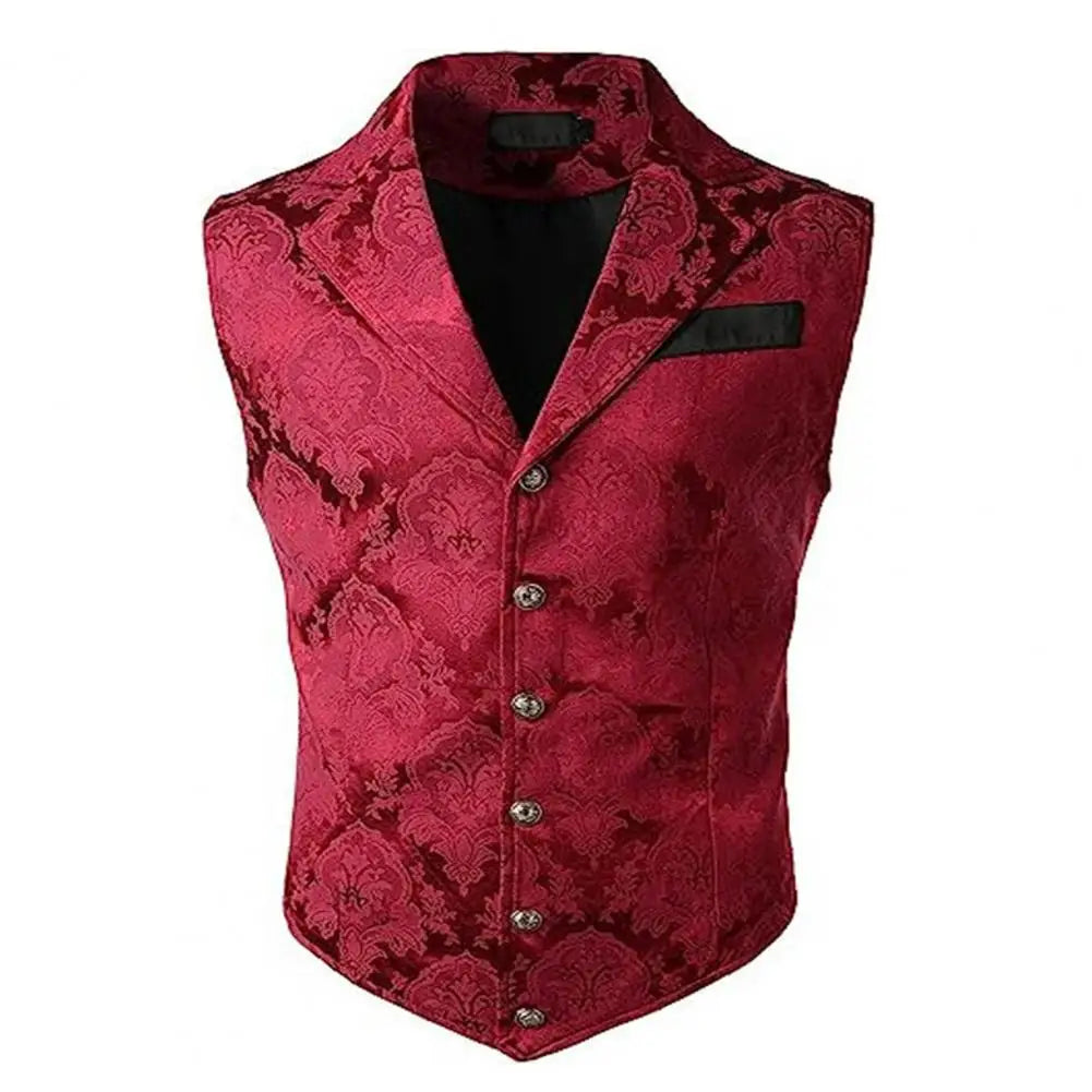 Men Suit Vest V neck Printed Pattern Groom Wedding