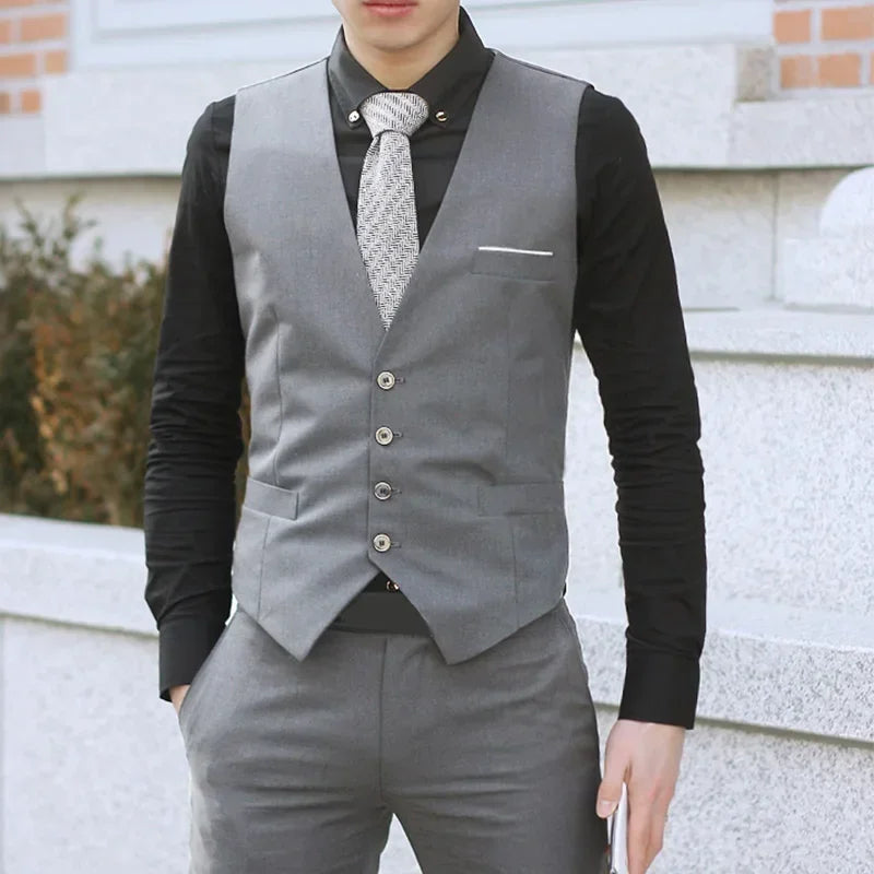 Men's Formal Classic Casual Dress Fashion Vest Suit Slim