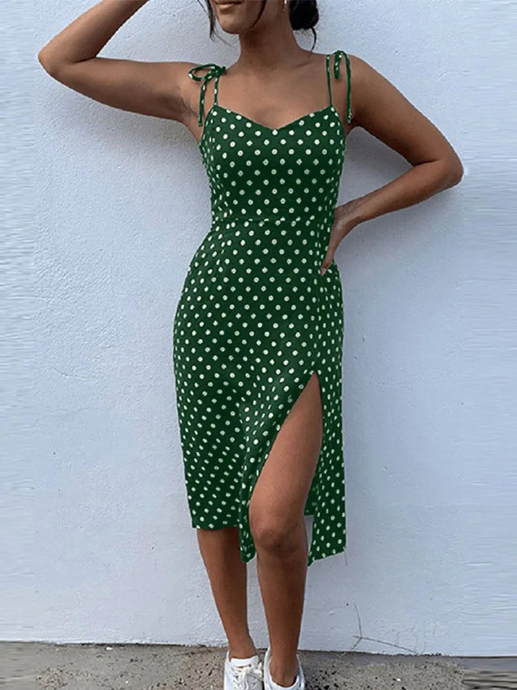 Dresses Sundress Summer Women Causal Polka Dot Sleeveless