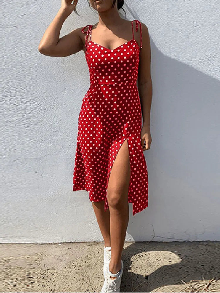 Dresses Sundress Summer Women Causal Polka Dot Sleeveless