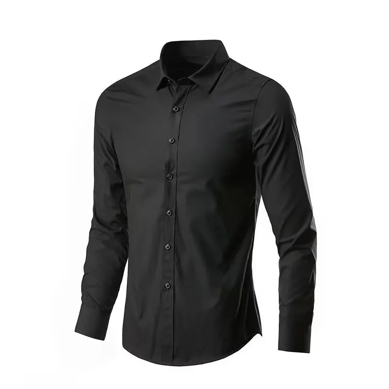 Men's Dress Shirt Elastic Spring Autumn Long Sleeve