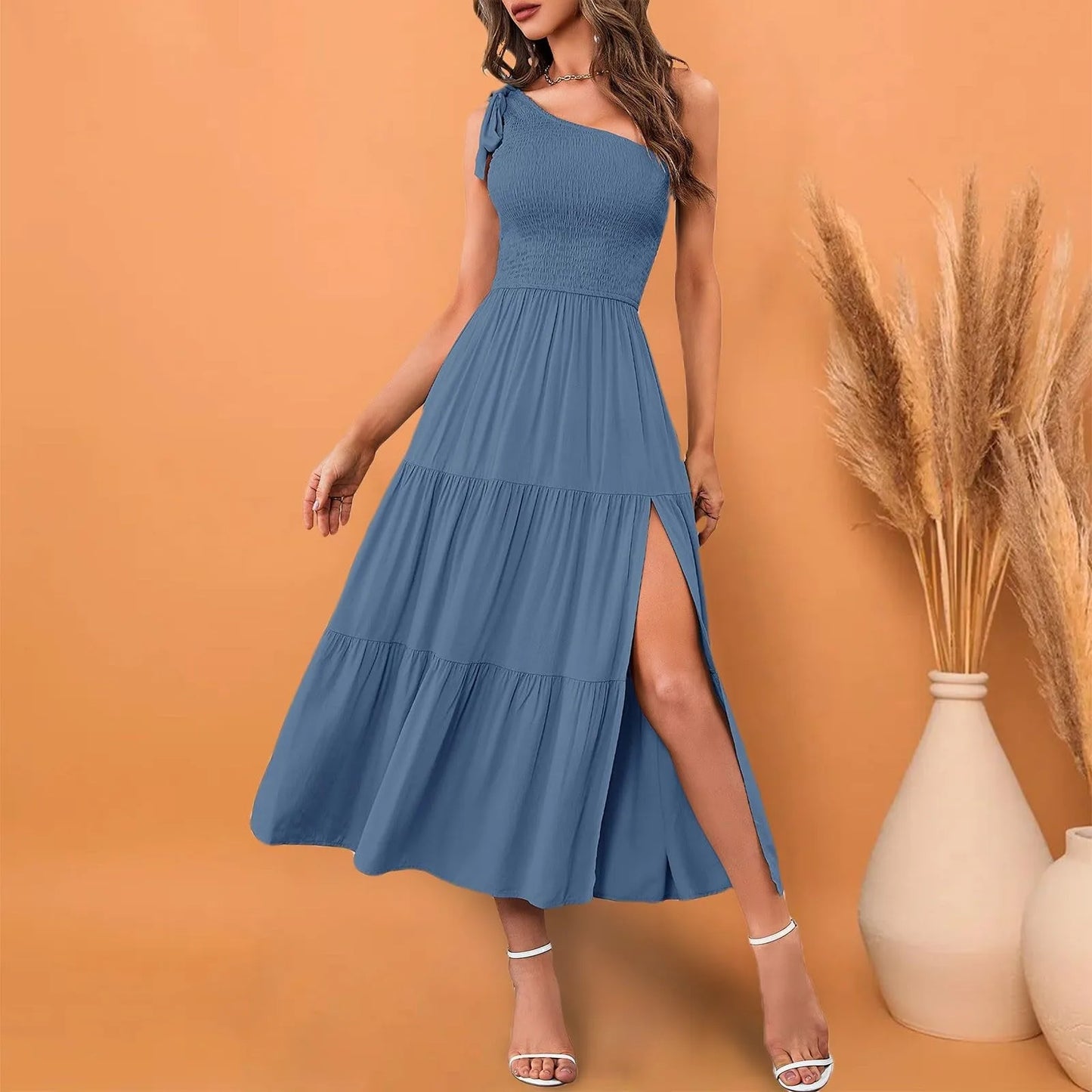 Elegant Dresses For Women Women'S Summer Casual One Shoulder Sleeveless