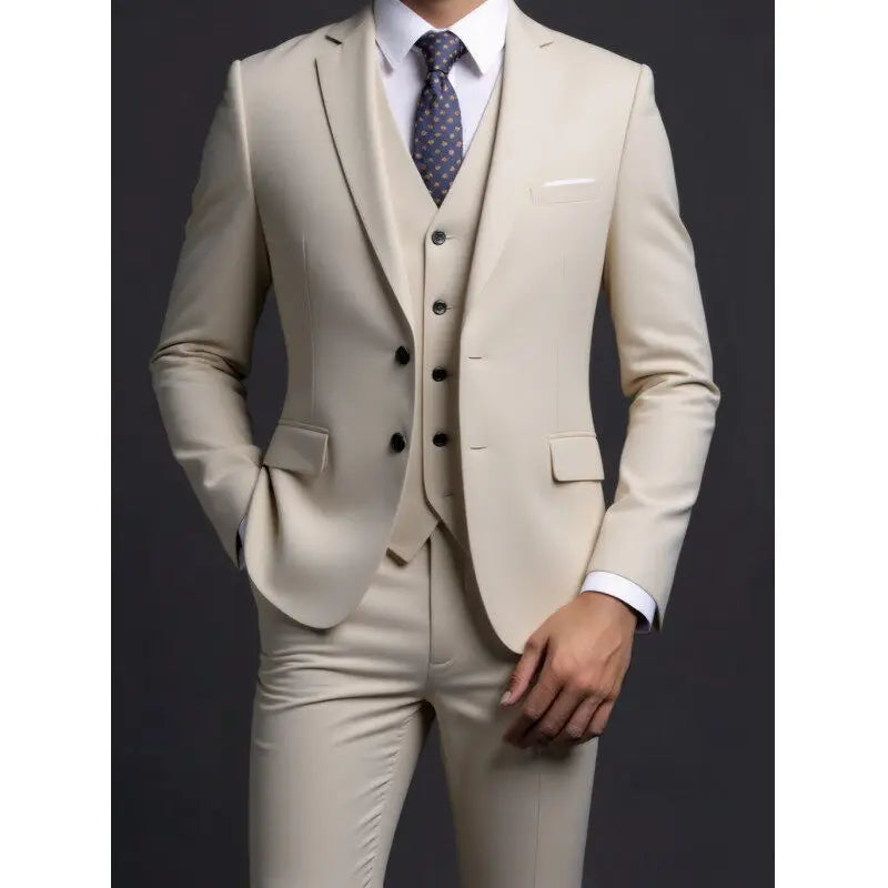 Suit (Blazer+ Vest + Trousers) Men's Fashionable Gentleman