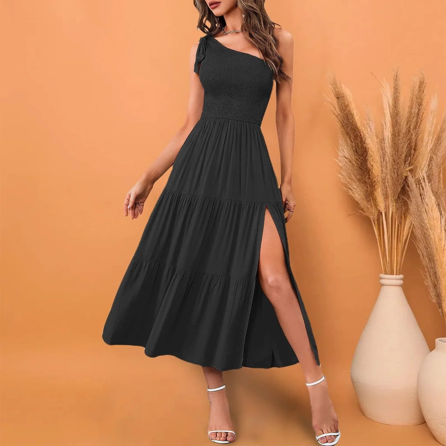 Elegant Dresses For Women Women'S Summer Casual One Shoulder Sleeveless
