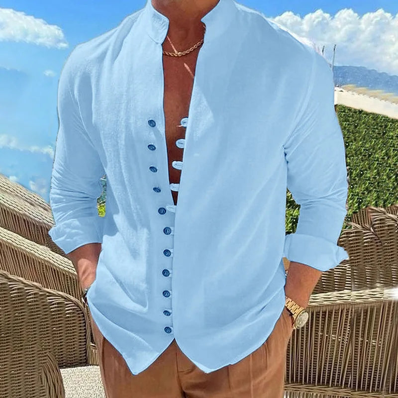 Men Casual Social Shirts Long Sleeve Dress