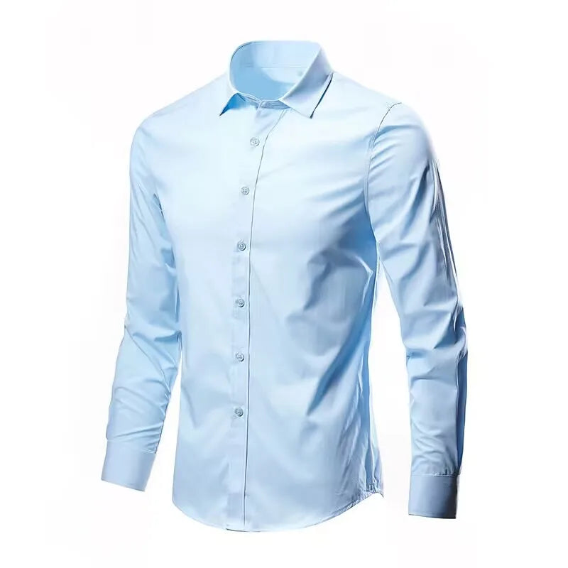 Men's Dress Shirt Elastic Spring Autumn Long Sleeve