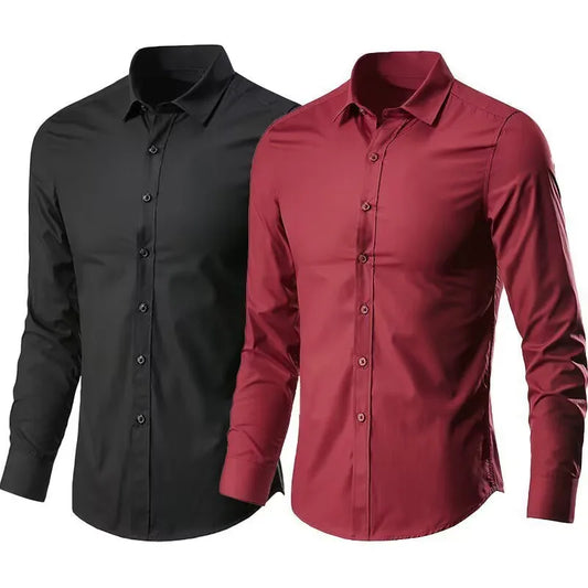 Men's Dress Shirt Elastic Spring Autumn Long Sleeve