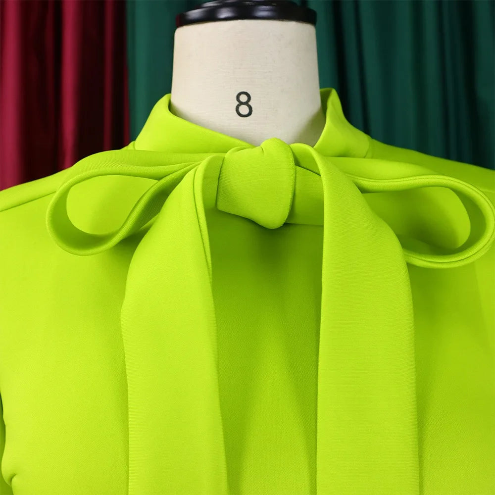 Elegant Dresses for Women Bow Collar Full Sleeve