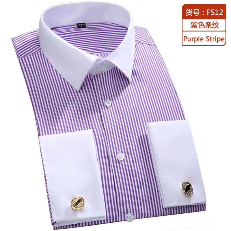 Men's Classic French Cuffs Social Dress Shirt