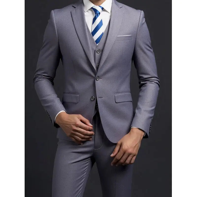 Suit (Blazer+ Vest + Trousers) Men's Fashionable Gentleman