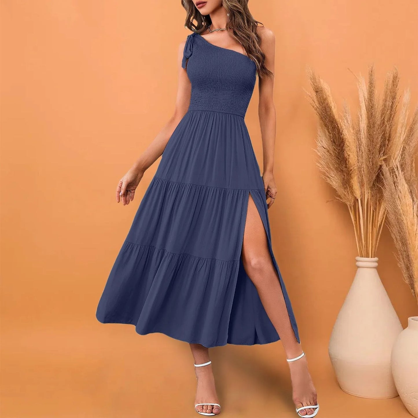 Elegant Dresses For Women Women'S Summer Casual One Shoulder Sleeveless