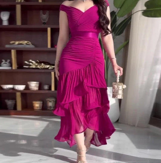 Evening Dresses for Women Off Shoulder Ruffles