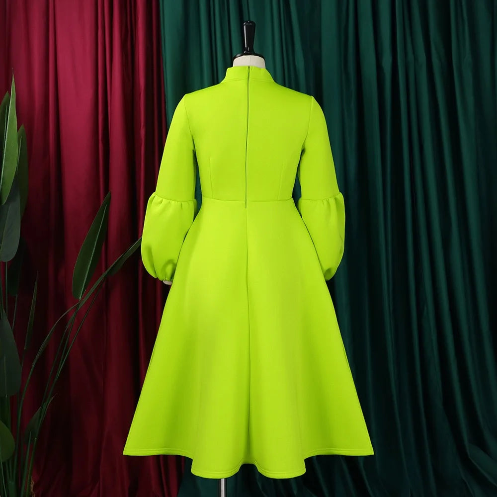 Elegant Dresses for Women Bow Collar Full Sleeve