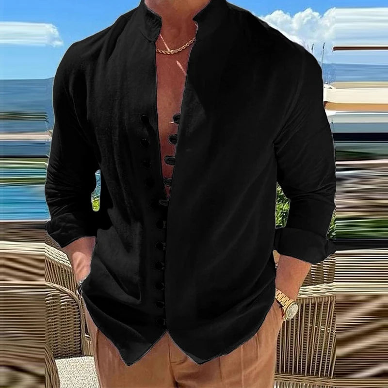 Men Casual Social Shirts Long Sleeve Dress
